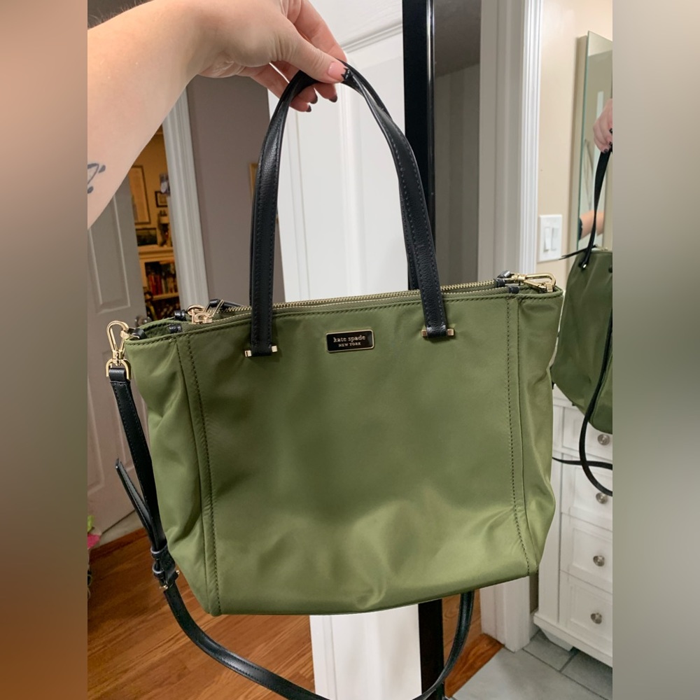 Kate Spade nylon green crossbody purse/tote